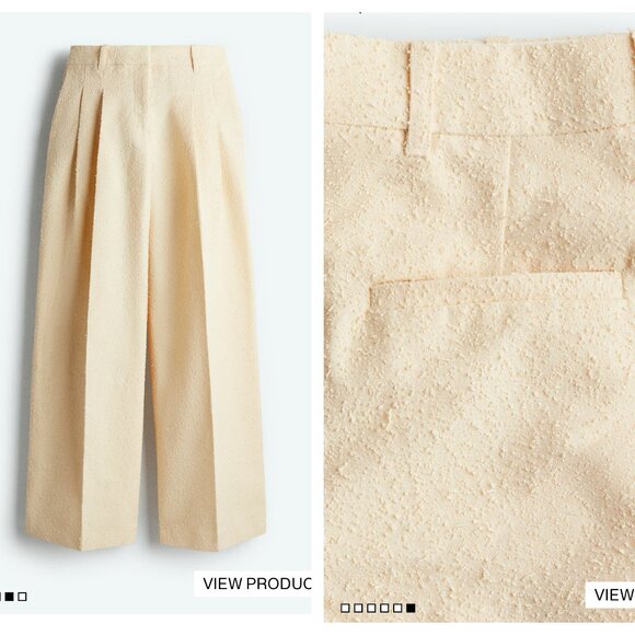 H & M Edition Ivory Textured Wide Leg Pants 10 - Picture 1 of 5
